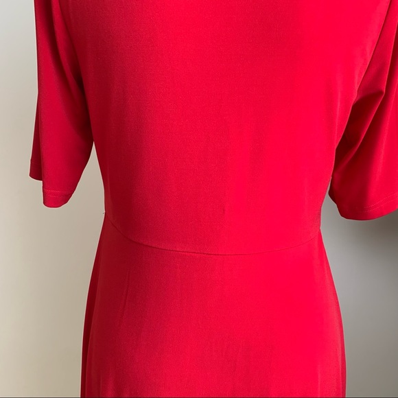 Boston Proper Twist-Front Short Sleeve Fit & Flare Dress Red Sz S - Picture 10 of 15